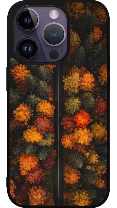 Coque iPhone 15 Pro - Silicone rigide noir Autumn 26 Road in autumn