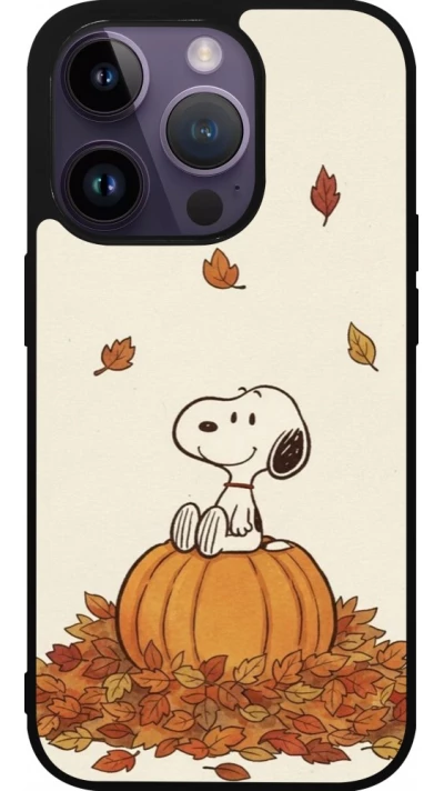 Coque iPhone 15 Pro - Silicone rigide noir Autumn 26 Snoopy autumn