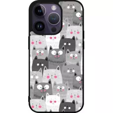 iPhone 15 Pro Case Hülle - Silikon schwarz Katzenschwärme