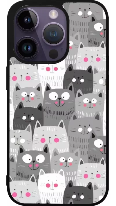 iPhone 15 Pro Case Hülle - Silikon schwarz Katzenschwärme
