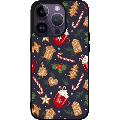 Coque iPhone 15 Pro - Silicone rigide noir Christmas 25 Pattern Gingerbread House