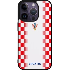 iPhone 15 Pro Case Hülle - Silikon schwarz Kroatien 2026 personalisierbares Fussballtrikot