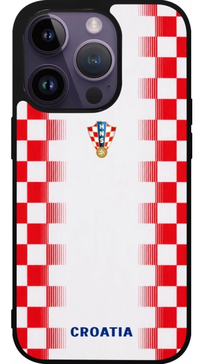 iPhone 15 Pro Case Hülle - Silikon schwarz Kroatien 2026 personalisierbares Fussballtrikot