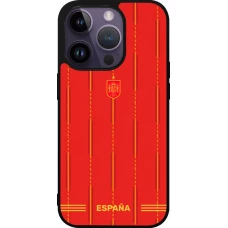 Coque iPhone 15 Pro - Silicone rigide noir Maillot de football Espagne 2026 personnalisable