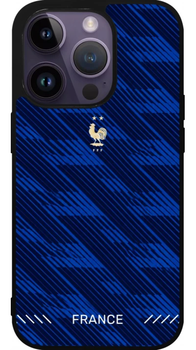 Coque iPhone 15 Pro - Silicone rigide noir Maillot de football France 2026 personnalisable