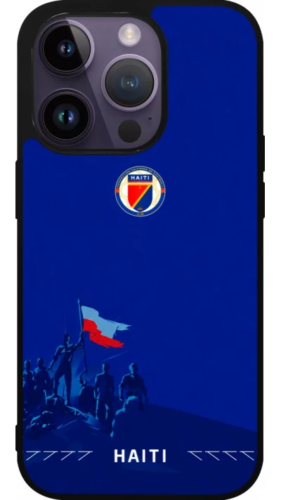 Coque iPhone 15 Pro - Silicone rigide noir Maillot de football Haiti 2026 personnalisable