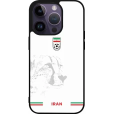 Coque iPhone 15 Pro - Silicone rigide noir Maillot de football Iran 2026 personnalisable