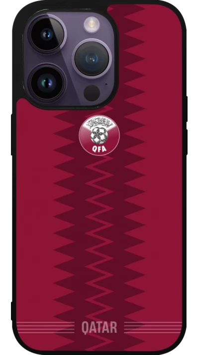 iPhone 15 Pro Case Hülle - Silikon schwarz Qatar 2026 personalisierbares Fussballtrikot