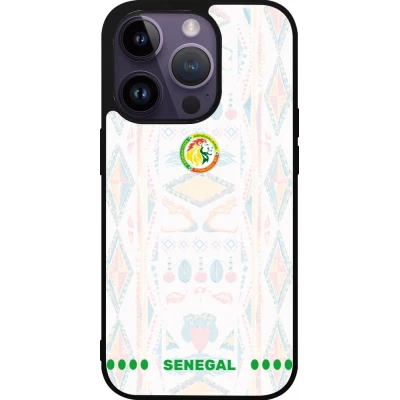 Coque iPhone 15 Pro - Silicone rigide noir Maillot de football Sénégal 2026 personnalisable