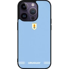 iPhone 15 Pro Case Hülle - Silikon schwarz Uruguay 2026 personalisierbares Fussballtrikot