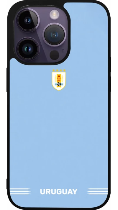 iPhone 15 Pro Case Hülle - Silikon schwarz Uruguay 2026 personalisierbares Fussballtrikot