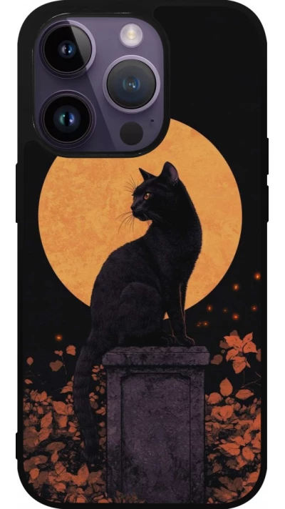 iPhone 15 Pro Case Hülle - Silikon schwarz Halloween 2026 Cat Art Nouveau