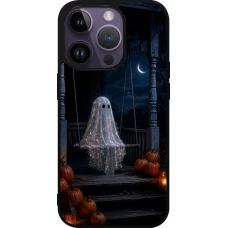 iPhone 15 Pro Case Hülle - Silikon schwarz Halloween 2026 Ghost on a swing