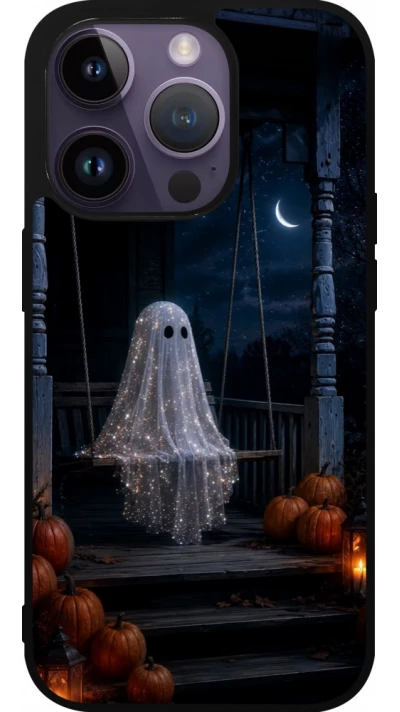 iPhone 15 Pro Case Hülle - Silikon schwarz Halloween 2026 Ghost on a swing