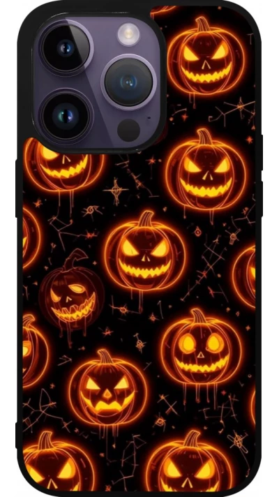 iPhone 15 Pro Case Hülle - Silikon schwarz Halloween 2026 Pattern Pumpkins