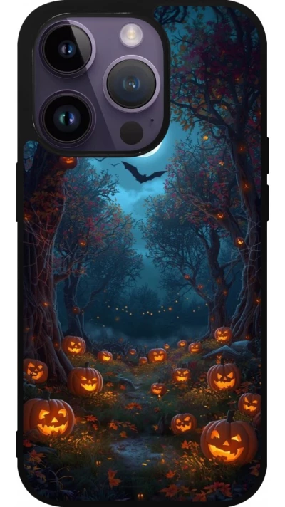 iPhone 15 Pro Case Hülle - Silikon schwarz Halloween 2026 Road of Pumpkins