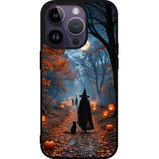 iPhone 15 Pro Case Hülle - Silikon schwarz Halloween 2026 Witch with a cat