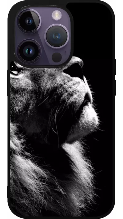 iPhone 15 Pro Case Hülle - Silikon schwarz Lion looking up