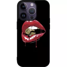 iPhone 15 Pro Case Hülle - Silikon schwarz Lips bullet