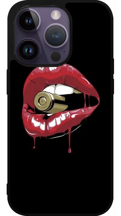 iPhone 15 Pro Case Hülle - Silikon schwarz Lips bullet