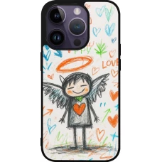 iPhone 15 Pro Case Hülle - Silikon schwarz Little Angel Sketch Love