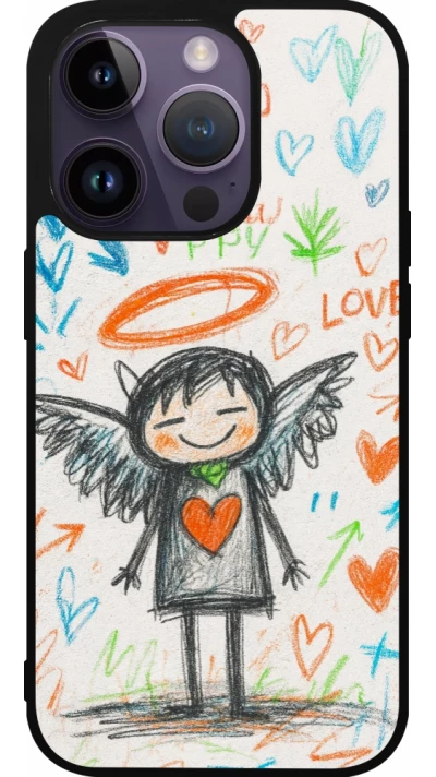 iPhone 15 Pro Case Hülle - Silikon schwarz Little Angel Sketch Love