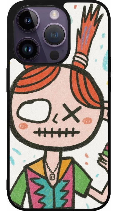 iPhone 15 Pro Case Hülle - Silikon schwarz Little Girl Sketch