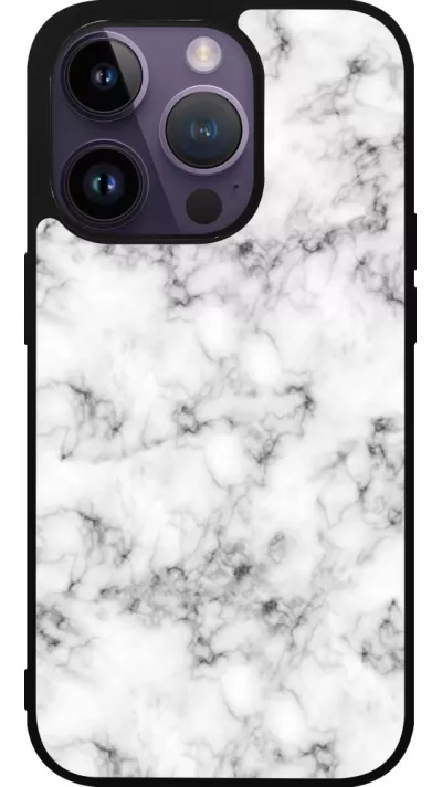 iPhone 15 Pro Case Hülle - Silikon schwarz Marble 01
