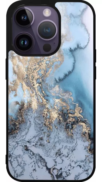 iPhone 15 Pro Case Hülle - Silikon schwarz Marble 04