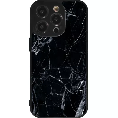 iPhone 15 Pro Case Hülle - Silikon schwarz Marble Black 01