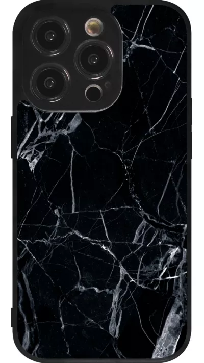 iPhone 15 Pro Case Hülle - Silikon schwarz Marble Black 01