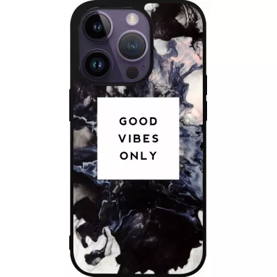 iPhone 15 Pro Case Hülle - Silikon schwarz Marble Good Vibes Only