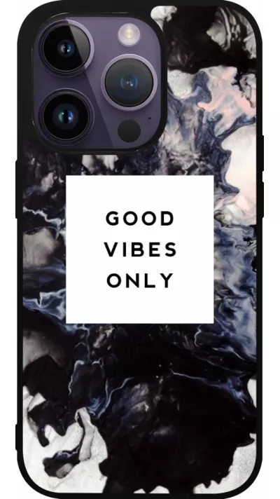iPhone 15 Pro Case Hülle - Silikon schwarz Marble Good Vibes Only