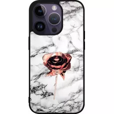 iPhone 15 Pro Case Hülle - Silikon schwarz Marble Rose Gold