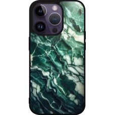 iPhone 15 Pro Case Hülle - Silikon schwarz Majestätischer grüner Marmor