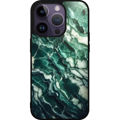 iPhone 15 Pro Case Hülle - Silikon schwarz Majestätischer grüner Marmor