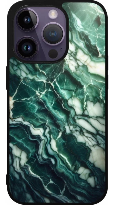 iPhone 15 Pro Case Hülle - Silikon schwarz Majestätischer grüner Marmor