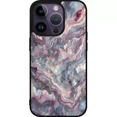 iPhone 15 Pro Case Hülle - Silikon schwarz Violetter silberner Marmor
