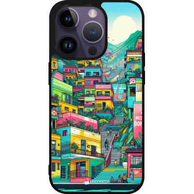 iPhone 15 Pro Case Hülle - Silikon schwarz Medellin Comuna 13 Kunst