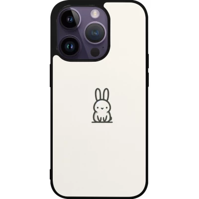 Coque iPhone 15 Pro - Silicone rigide noir Minimal bunny cutie