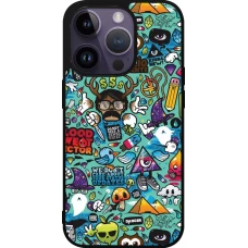 iPhone 15 Pro Case Hülle - Silikon schwarz Mixed Cartoons Turquoise
