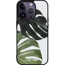 Coque iPhone 15 Pro - Silicone rigide noir Monstera Plant