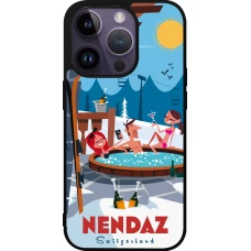 Coque iPhone 15 Pro - Silicone rigide noir Nendaz Mountain Jacuzzi