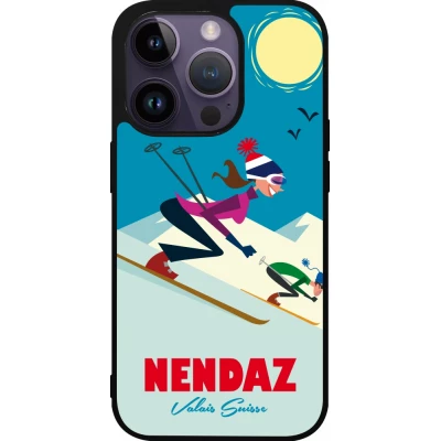 iPhone 15 Pro Case Hülle - Silikon schwarz Nendaz Ski Downhill
