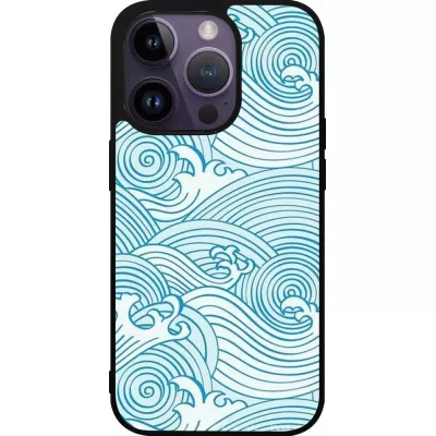 iPhone 15 Pro Case Hülle - Silikon schwarz Ocean Waves