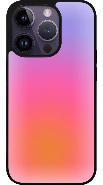 Coque iPhone 15 Pro - Silicone rigide noir Orange Pink Blue Gradient