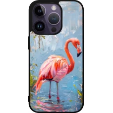 iPhone 15 Pro Case Hülle - Silikon schwarz Paint Flamingo