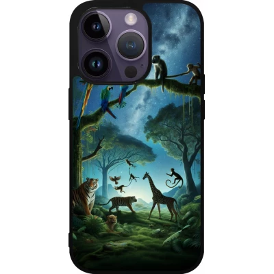 iPhone 15 Pro Case Hülle - Silikon schwarz Paradies der exotischen Tiere
