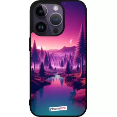 iPhone 15 Pro Case Hülle - Silikon schwarz Lila-rosa Landschaft