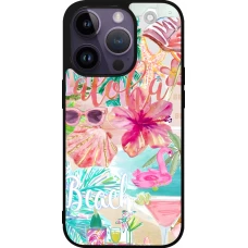iPhone 15 Pro Case Hülle - Silikon schwarz Preppy Collage Aloha